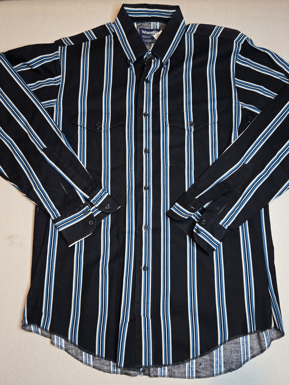 Wrangler Brushpopper Cowboy Cut Regular Fit Button Up 16-34 Stripes X-Long Tails